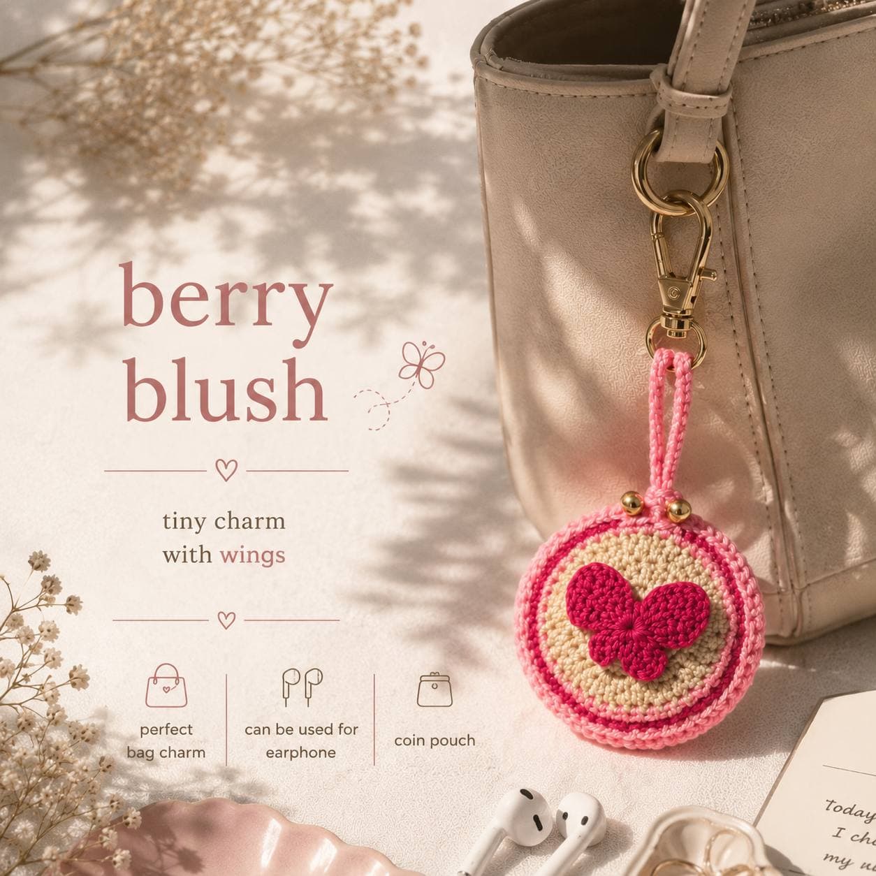 Berry Blush Bag Charm