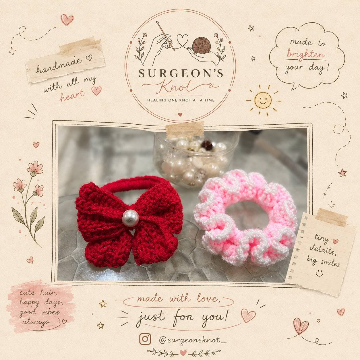 Ruffle & Flower Scrunchies